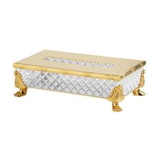 Cristal et Bronze Cristal Diamant Ciselé rectangular tissue box, gold