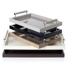 Riviere Lacquered trays with chrome/leather handles