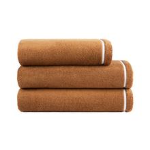 Yves Delorme Duetto terry towels, camel with white border