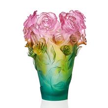 Daum Rose Passion vase, h 35 cm, green-rose