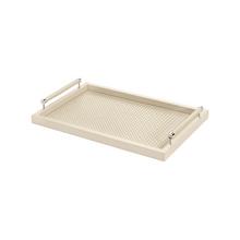Riviere Milano handwoven leather tray, small, ivory