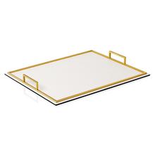 Giobagnara Defile rectangular trays, with brass handles, off white
