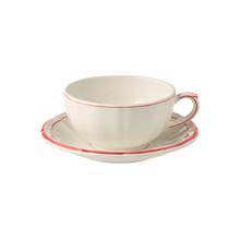 Gien Filets Corail café au lait cups and saucers, set of 2