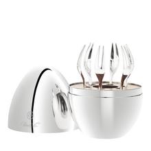 Christofle Cocktailgabeln Mood Yummy versilbert, 6er-Set im Design-Ei