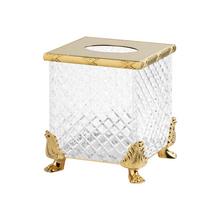 Cristal et Bronze Cristal Diamant Ciselé square tissue box, gold