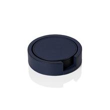 Giobagnara Tao round glass coasters, royal blue, set of 6