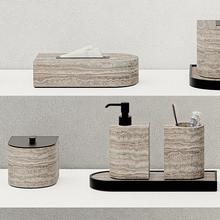 Giobagnara Nobble bathroom accessories, bronze & travertine titanium