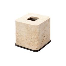 GioBagnara Polo tissue box, bronze & travertine, square