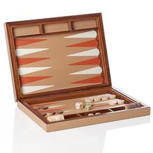 Giobagnara Noce backgammon, iced coffee/papaya/off white