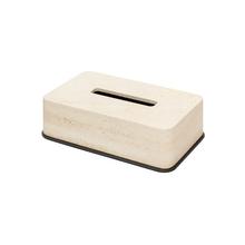 GioBagnara Polo tissue box, bronze & travertine, rectangular