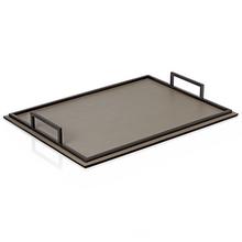 GioBagnara Defile rectangular trays, with bronze handles, mud