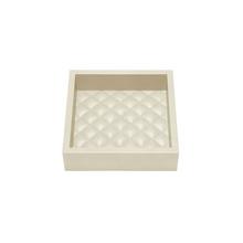 Riviere Leder Vide-Poche Vanity, quadratisch klein, elfenbein