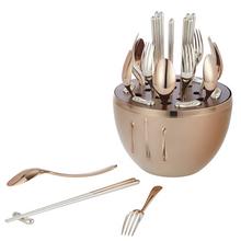 Christofle Mood Asia Precious 24-piece silverplated cutlery set in copper-coloured egg case