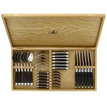 Forge de Laguiole 24-tlg. Hornbesteck Set: 6 x Tafellöffel, -gabel, -messer und Kaffeelöffel