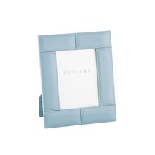 Riviere Stitches leather frame, azure blue, photo size 13 x 18 cm (5'' x 7'')