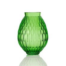 Lalique Vase Plumes, H 14,7 cm, grün