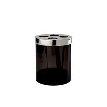 Cristal et Bronze Obsidian toothbrush holder, chrome