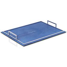 Giobagnara Defile Shagreen decorative tray, with chrome-plated handles, cobalt blue