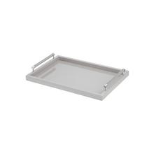 Riviere Lacquered tray with chrome/leather handles, grey, small