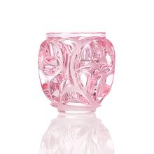 Lalique Vase Tourbillons, H 13 cm, rosa