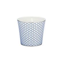 Raynaud Trésor Bleu candle holder with scented candle, honeycomb pattern