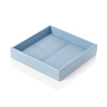 Riviere Stitches leather vide-poche, square, azure blue