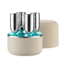 Robbe & Berking Champagner Box Martelé Creme mit 4 versilberten Kelchen