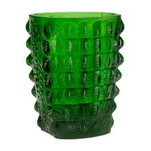 Lalique Vase Croco, H 26,5 cm, grün
