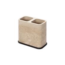 Giobagnara Polo double toothbrush holder, bronze & travertine