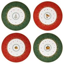 Bernardaud Noel Set aus 4 Desserttellern, 4 Dekore