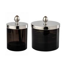 Cristal et Bronze Obsidian jars