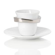 Bernardaud Anno espresso cups and saucers, platinum, set of 2