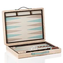 Pigment Monte-Carlo backgammon, leather & rattan, mint