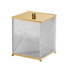 Cristal et Bronze Infini waste paper basket, with lid, gold