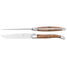 Forge de Laguiole Dinner/steak knives with walnut wood handle, high-polished finish, set of 2
