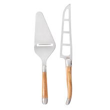 Forge de Laguiole Olive wood cheese knife and slicer, satin finish