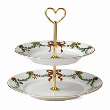 Royal Copenhagen Star Fluted Christmas two tier cake stand