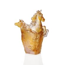 Daum Cavalcade pen holder, glazed brown