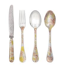Christofle Jardin d'Eden cutlery, silverplated & partially gilded in two golds (yellow and pink)