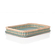 Pigment Orsay tray, leather & rattan, mint