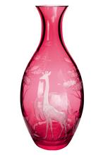 Theresienthal Karaffe Kilimandscharo fuchsia, Schliff Elefant und Giraffe