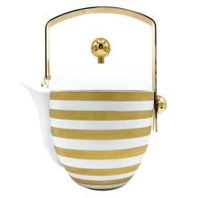 J.L Coquet Hémisphère gestreift, Gold Teekanne