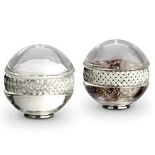 L'Objet Braid salt and pepper shakers, platinum