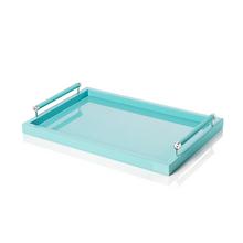 Riviere Lacquered tray with chrome/leather handles, capri, small
