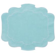 La Gallina Matta Parentesi placemat, teal/white