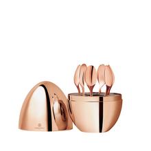 Christofle Espressolöffel Mood Coffee Precious versilbert, 6er-Set in kupferfarbenem Design-Ei