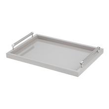 Riviere Lacquered tray with chrome/leather handles, grey, large