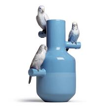 Lladró Vase Parrot Parade, blau