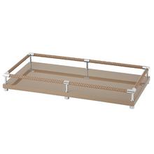 Riviere Vanity decorative tray with leather handles, chrome/taupe