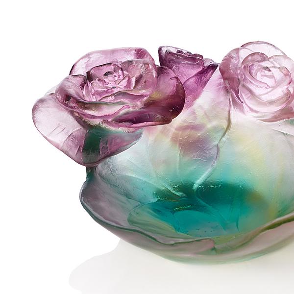 Daum Rose Passion small bowl, l 13,5 cm, green-rose | artedona.